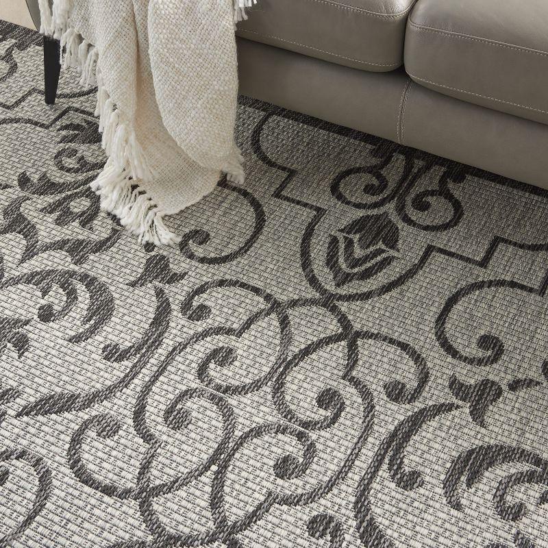 Nourison Garden Party GRD04 Indoor/outdoor Area Rug - Ivory/Charcoal 7' x 10'