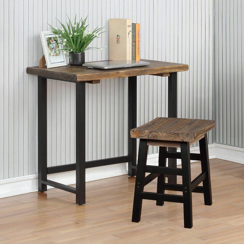 Compact Rustic Industrial Black and Wood Desk