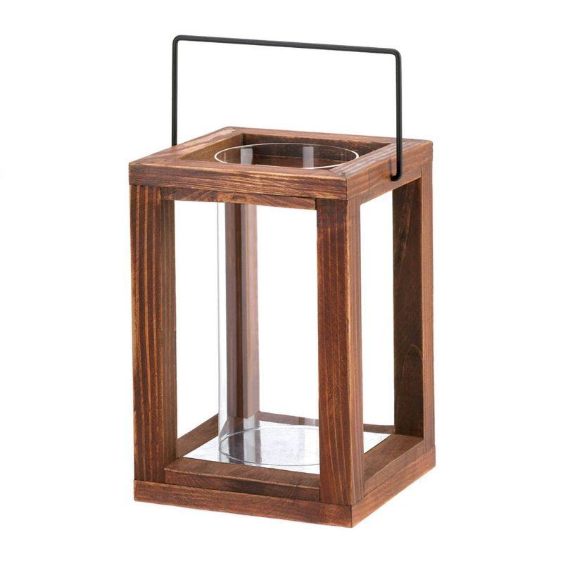 8" Wood Rustic Garden Outdoor Lantern Bronze - Zingz & Thingz: Candle Holder, Farmhouse Decor, Indoor/Outdoor Use