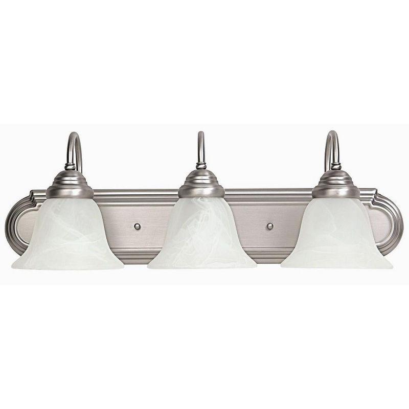 Matte Nickel 3-Light Vanity with White Faux Alabaster Glass