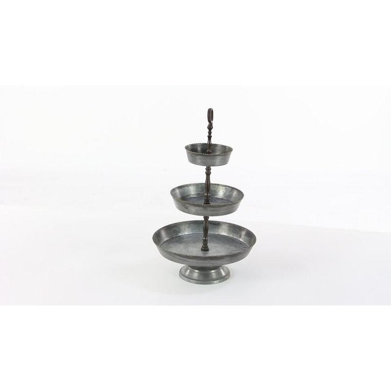 Tiered Serving Tray - Black/Silver - Olivia & May: Metal 3 Tier Stand for Desserts, Farmhouse Style Decor, Easy to Clean