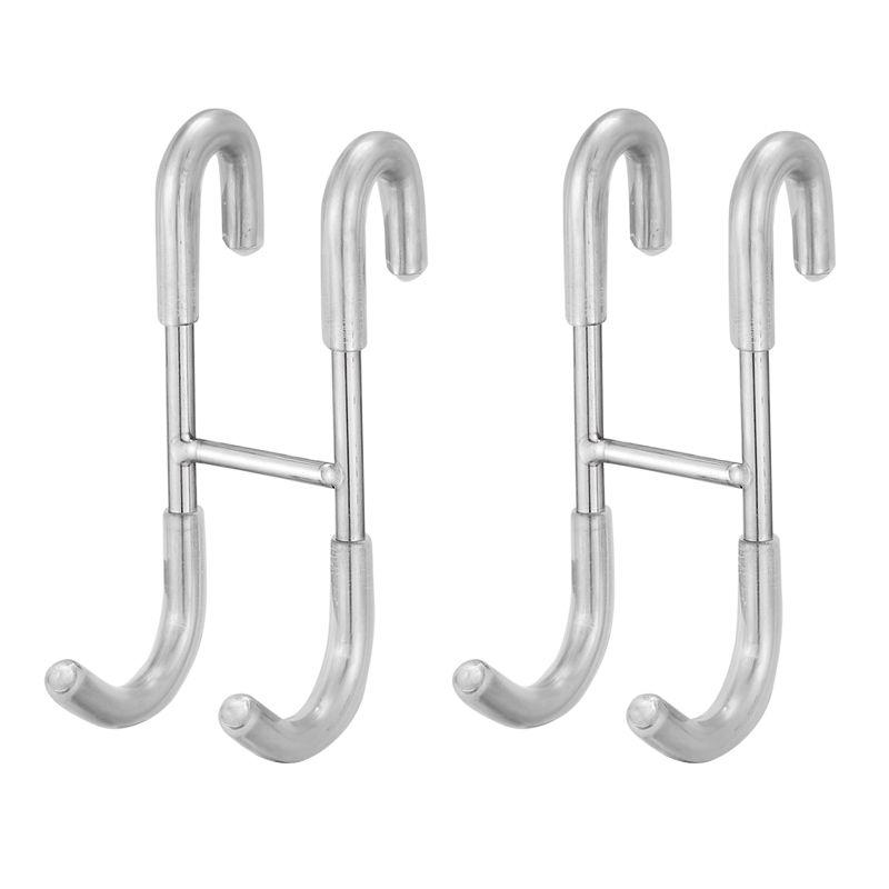 Polished Chrome Stainless Steel Double J-Hook Towel Holder