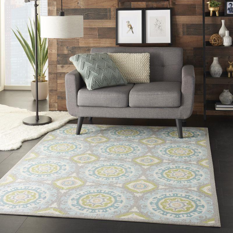 Waverly Sun & Shade "Solar Flair" Jade Indoor/Outdoor Area Rug by Nourison SND16 4'3" x 6'3"