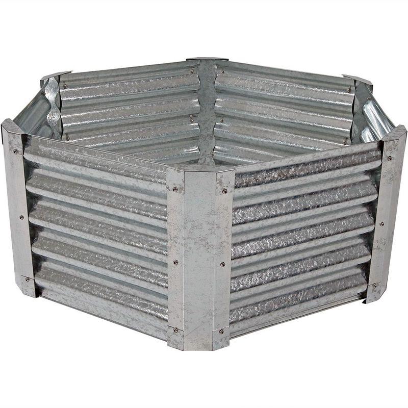 40" x 36" x 16" Hexagon Silver Galvanized Steel Raised Garden Bed