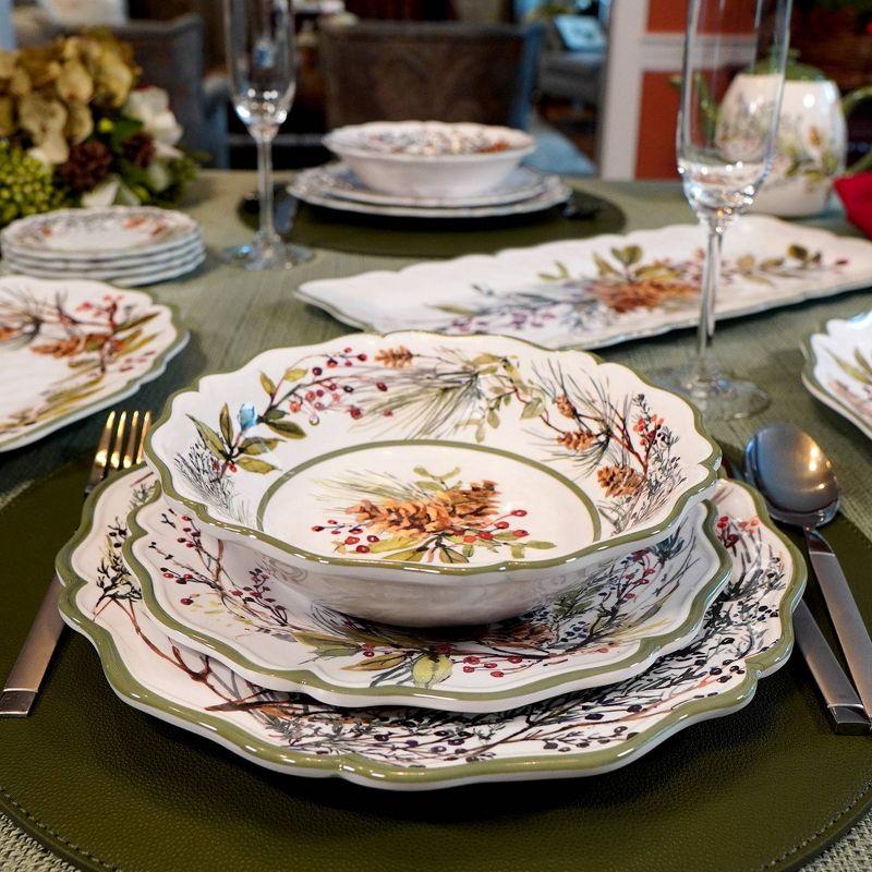 Perlette Red 12pc Melamine Dware Set 4-Dinner Plate 11" 4-Salad Plate 9" 4-Bowl 8.5" x 2"