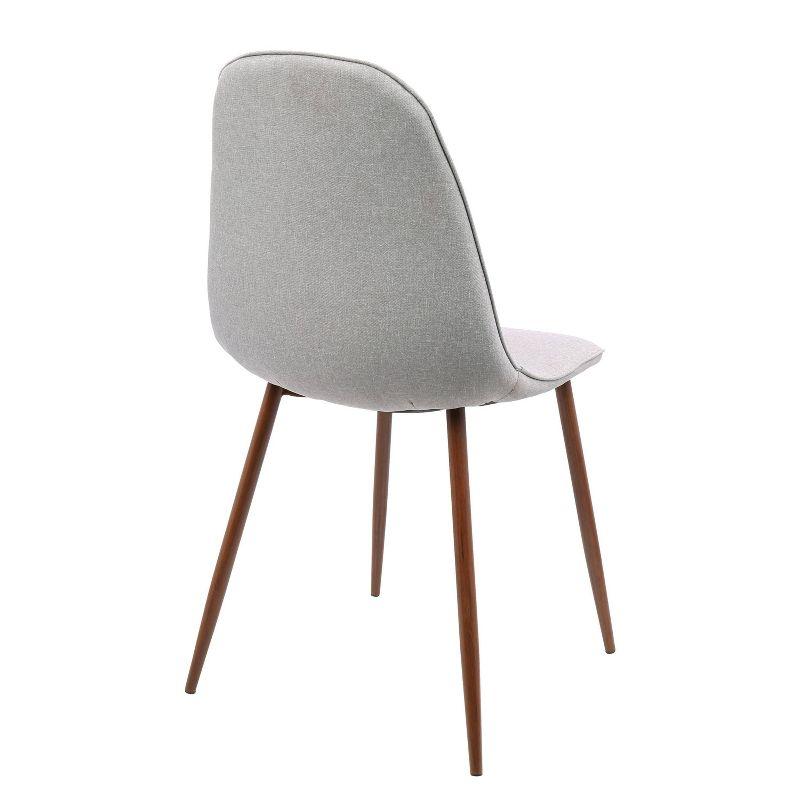Set of 2 Pebble Mid-Century Modern Dining Accent Chairs Walnut/Light Gray: Upholstered Metal Frame - LumiSource