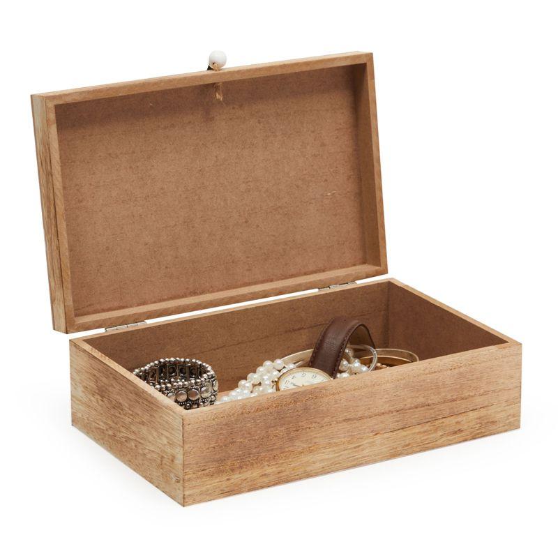 Juvale Small Wooden Decorative Box with Lid and Tassel for Jewelry, Trinket Storage, 9.4 x 6 x 3 In