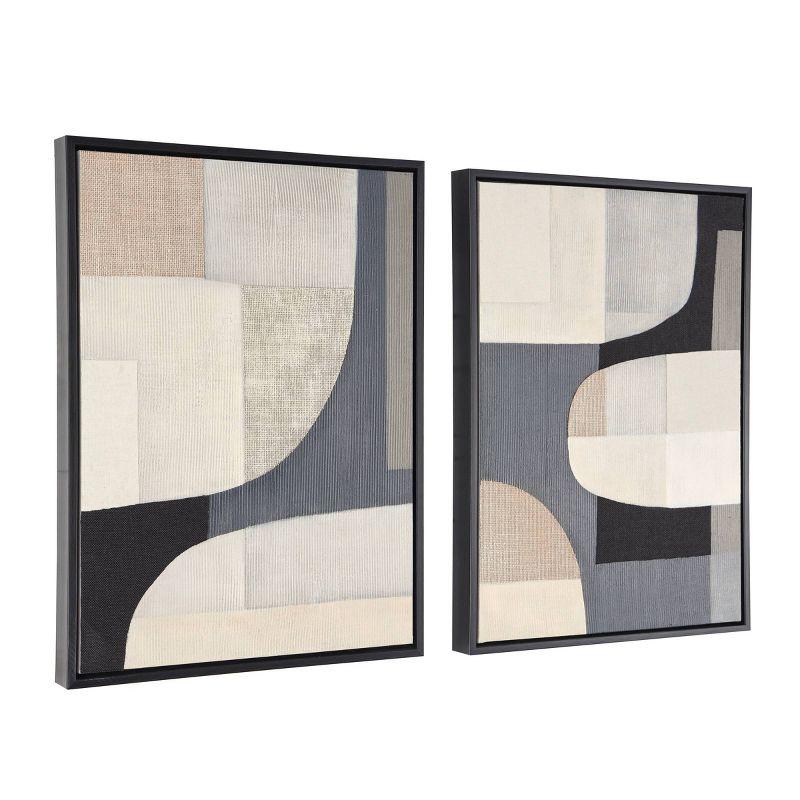 Set of 2 Black Framed Geometric Mixed Media Wall Art