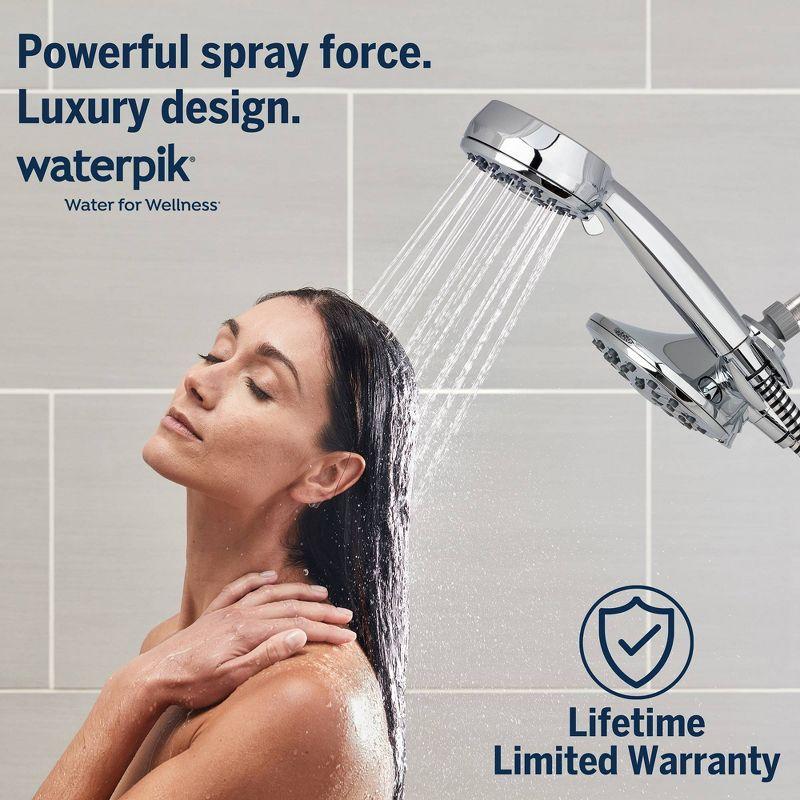 Push Button Combination Shower Head - Waterpik: 7-Setting, Chrome-Plated, EPA WaterSense, 1.8 GPM