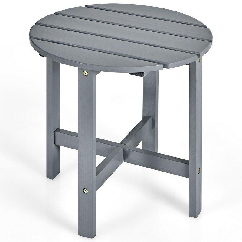 Tangkula 18" Outdoor Round Side Table Wooden Coffee Table Suitable for Garden Patio Balcony Gray
