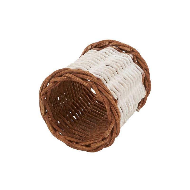 Natural Two-Tone Rattan Napkin Rings Set of 4