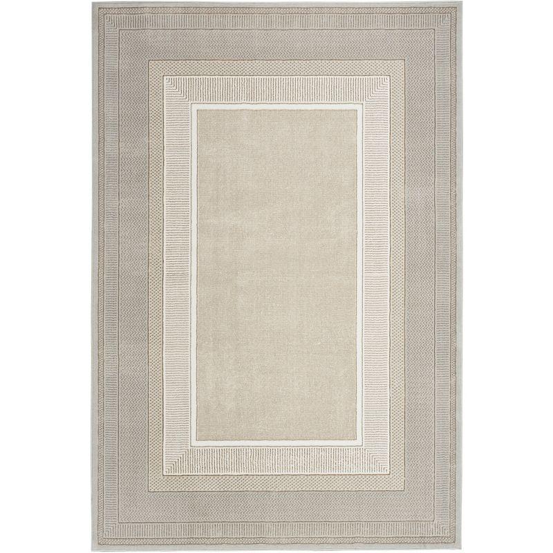 Ivory Geometric Abstract 5' x 7' Easy-Care Synthetic Area Rug