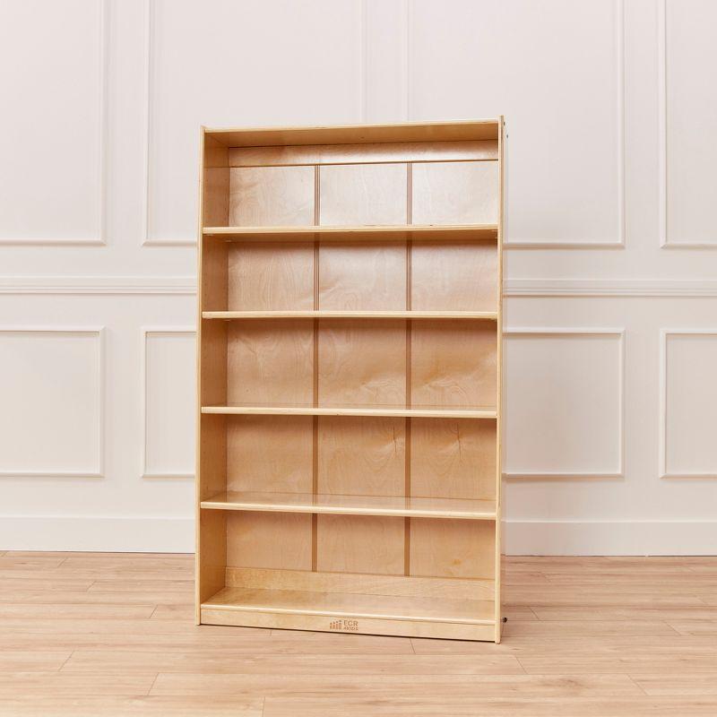 ECR4Kids Classic Bookcase, 60in, Adjustable Bookshelf, Natural