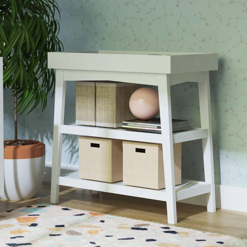 White Pine Wood Baby Changing Table with Storage Shelves