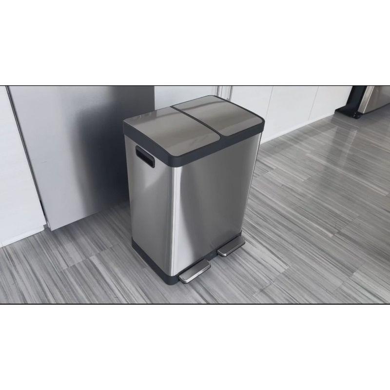halo quality 16gal Premium SoftStep Stainless Steel Step Trash Can: Kitchen Trash Can, Nonslip Base, Removable Liner, Silver