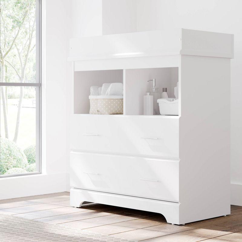 Storkcraft Brookside 2-Drawer Dresser with Changing Topper and Interlocking Drawers