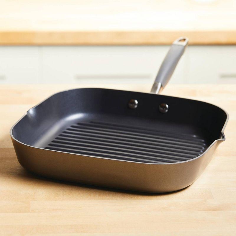 Anolon Anolon Advanced Home Hard Anodized Nonstick Deep Square Grill / Griddle Pan With Pour Spouts,11 Inch