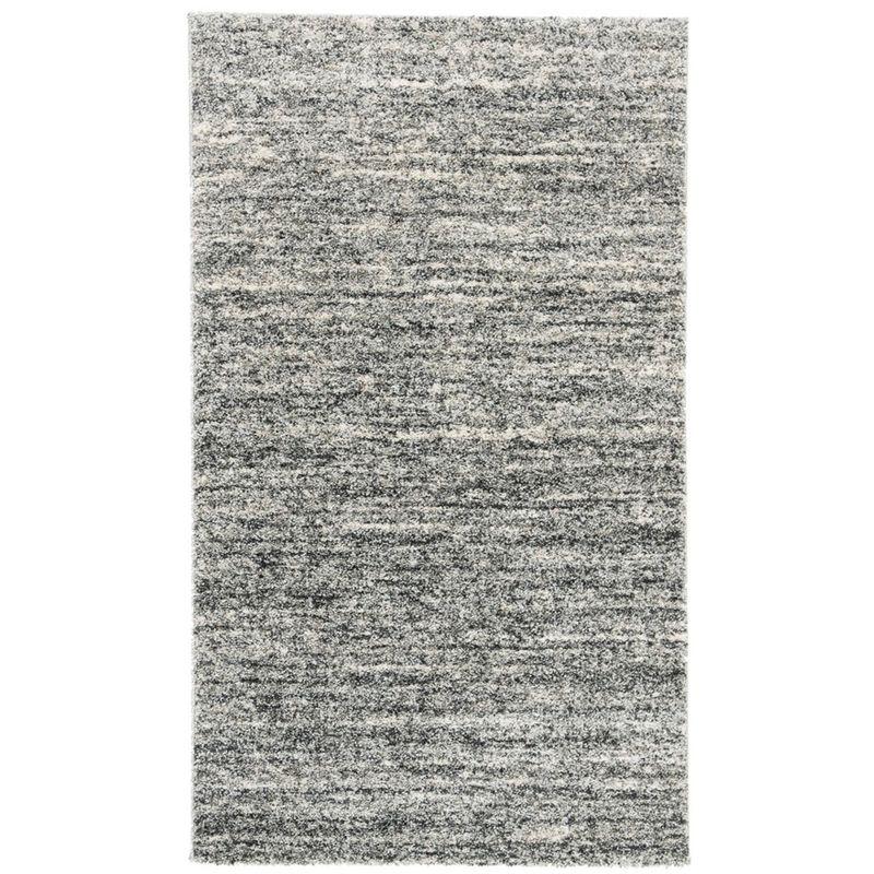 Ivory and Grey Abstract Synthetic Area Rug