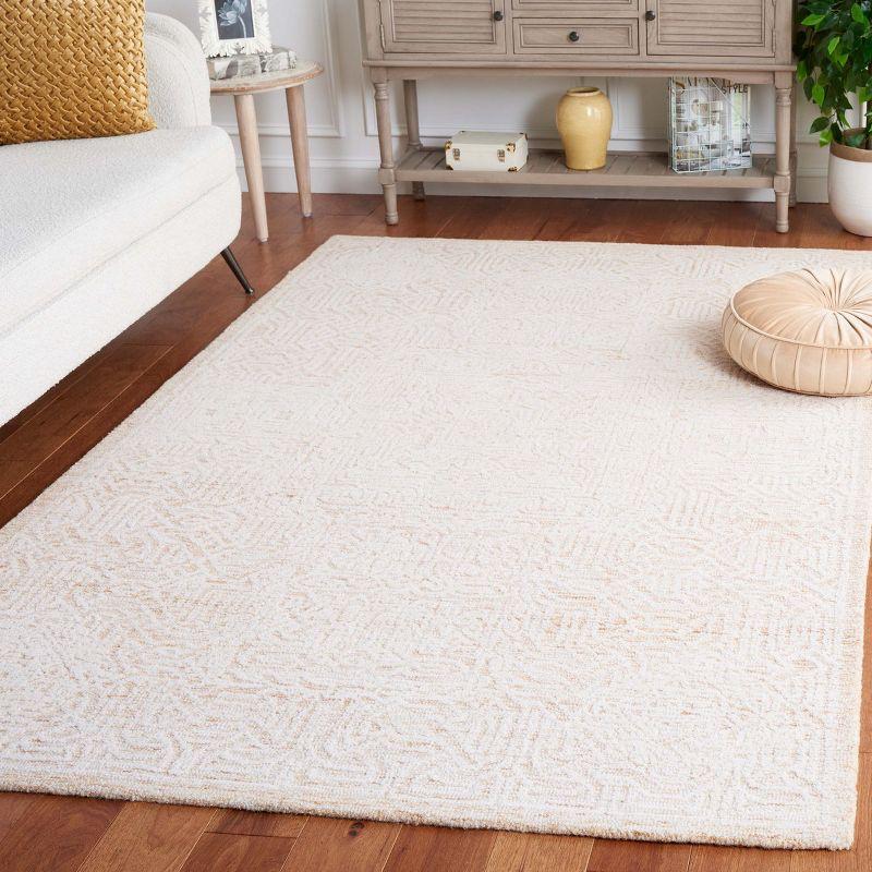 Ivory Wool Rectangular Tufted Handmade Area Rug, 5' x 8'