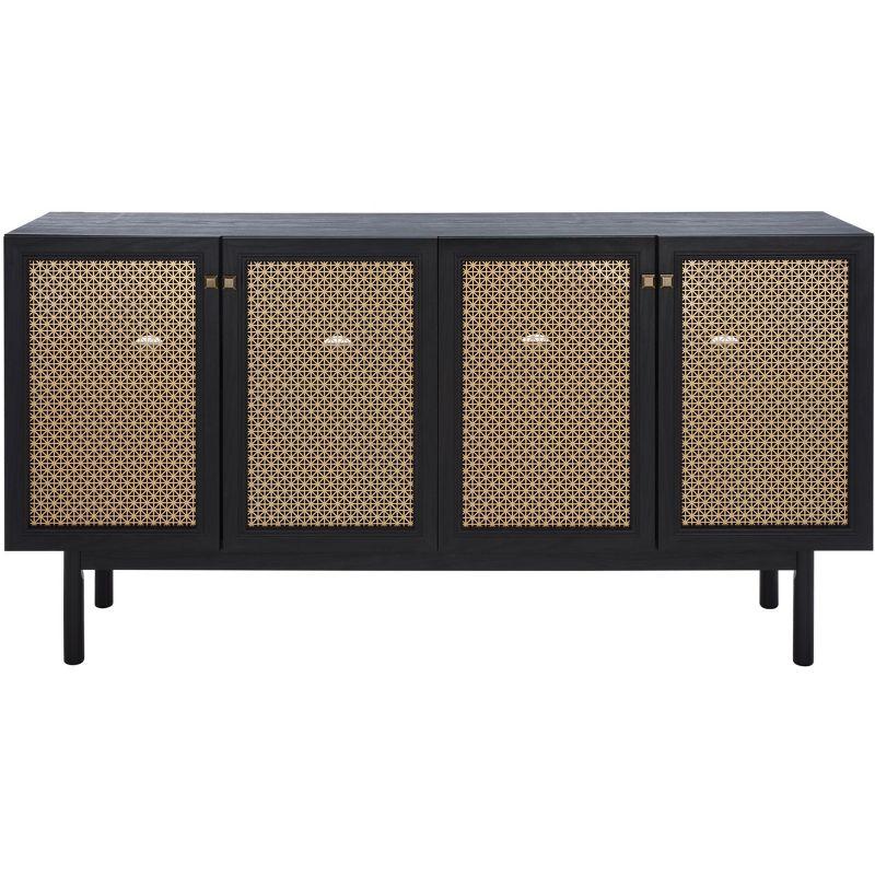 Piran 4 Door 2 Shelf Media Stand - MED9611 - Black/Gold - Safavieh