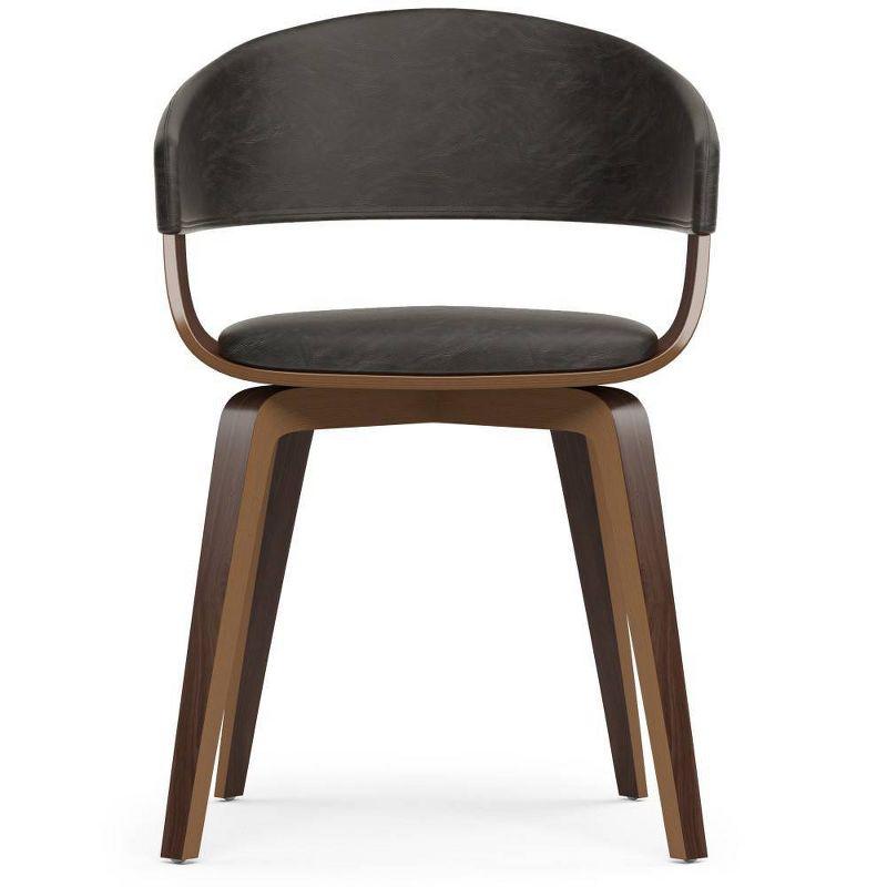 Simpli Home Lowell Bentwood Upholstered Dining Chair with Curved Backrest in Mid-Century Modern Style