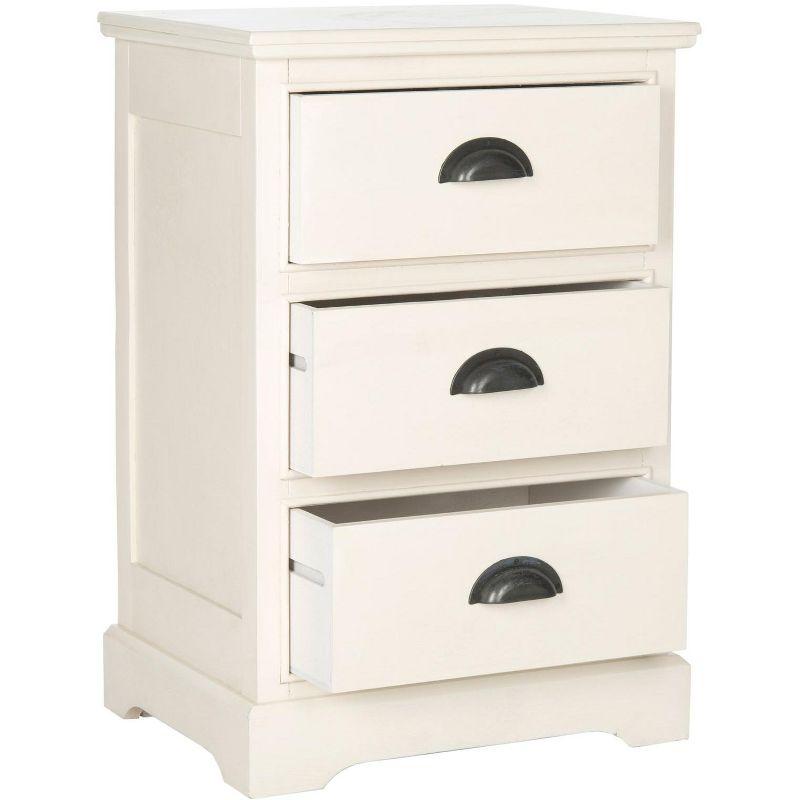 Transitional White Pine 3-Drawer Rectangular Side Table