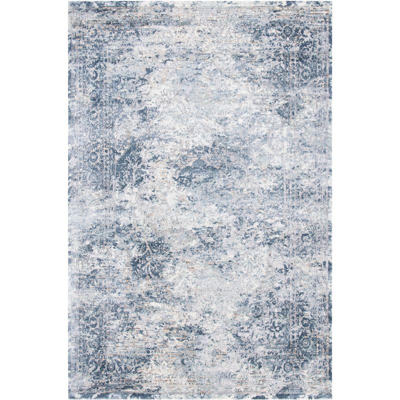 Martha Stewart Blue and Cream Hand-Knotted Wool Area Rug