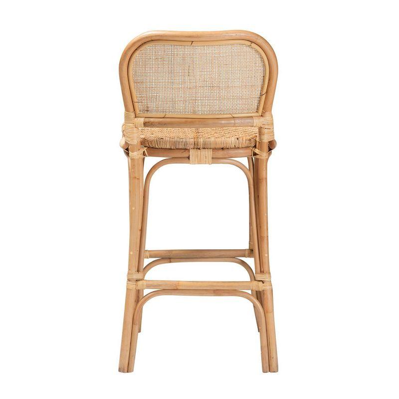 Adrena Rattan Bar Stool Natural Brown - Baxton Studio: Handmade, No Assembly, Bohemian Style