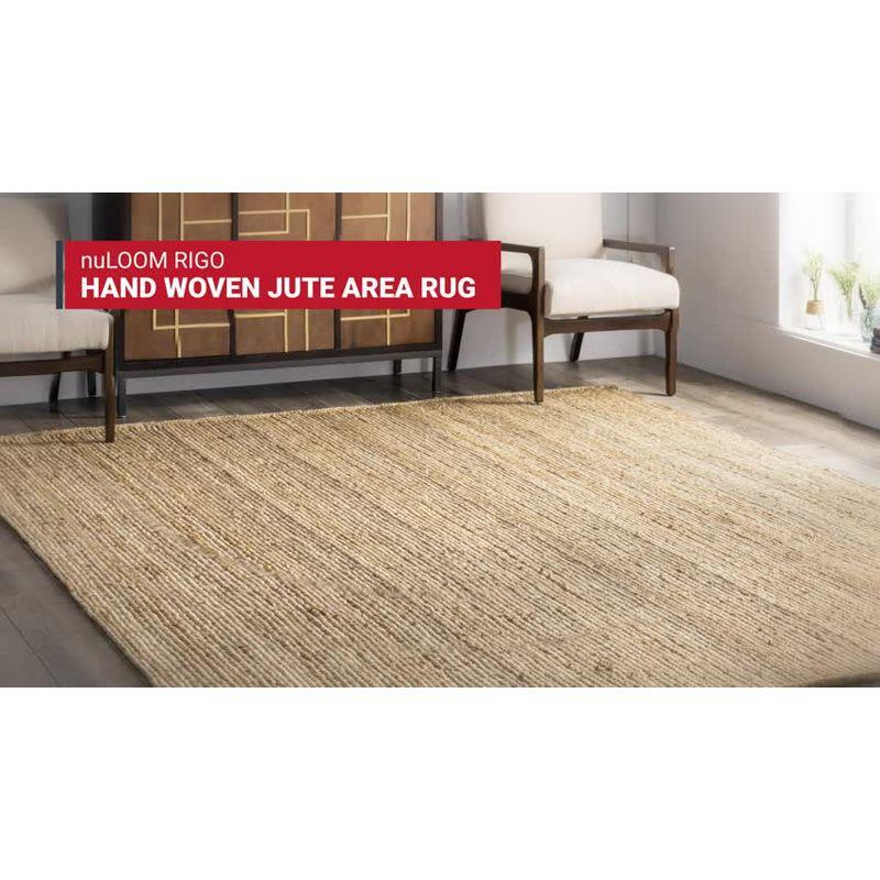 Handmade Braided Jute Rectangular Rug in Grey, Easy Care