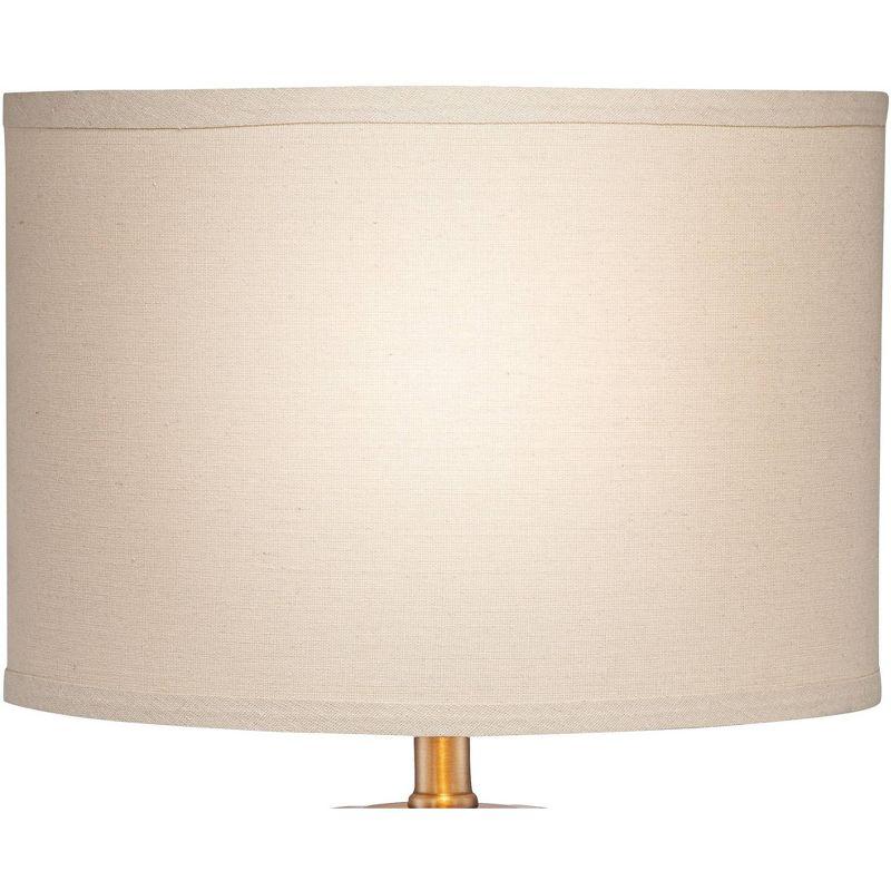 360 Lighting Margaret Coastal Accent Table Lamp 23" High Mother of Pearl Tile Cylinder Cream Linen Drum Shade for Bedroom Living Room Bedside Office