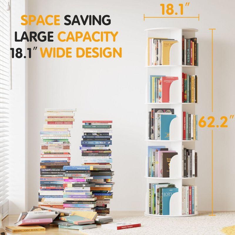 SpaceAid Rotating Bookshelf Tower, 360° Spinning Bookcase Lazy Susan, Revolving Round Carousel For Book Storage, Vertical Turning Spiral Corner Organizer