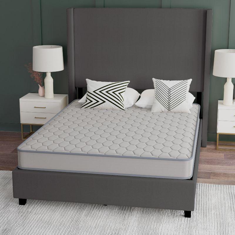 Emma and Oliver Premium Comfort 6" Full Size Medium Firm Hybrid Innerspring Mattress in a Box with Knitted Fabric Top and CertiPUR-US Certified Foam