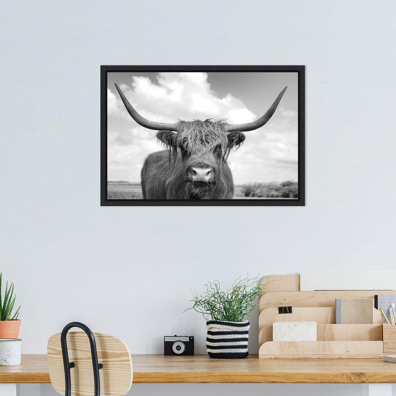 Amanti Art Highland Cow On the Ranch by Andre Eichman Canvas Wall Art Print Framed 23 x 16-in.