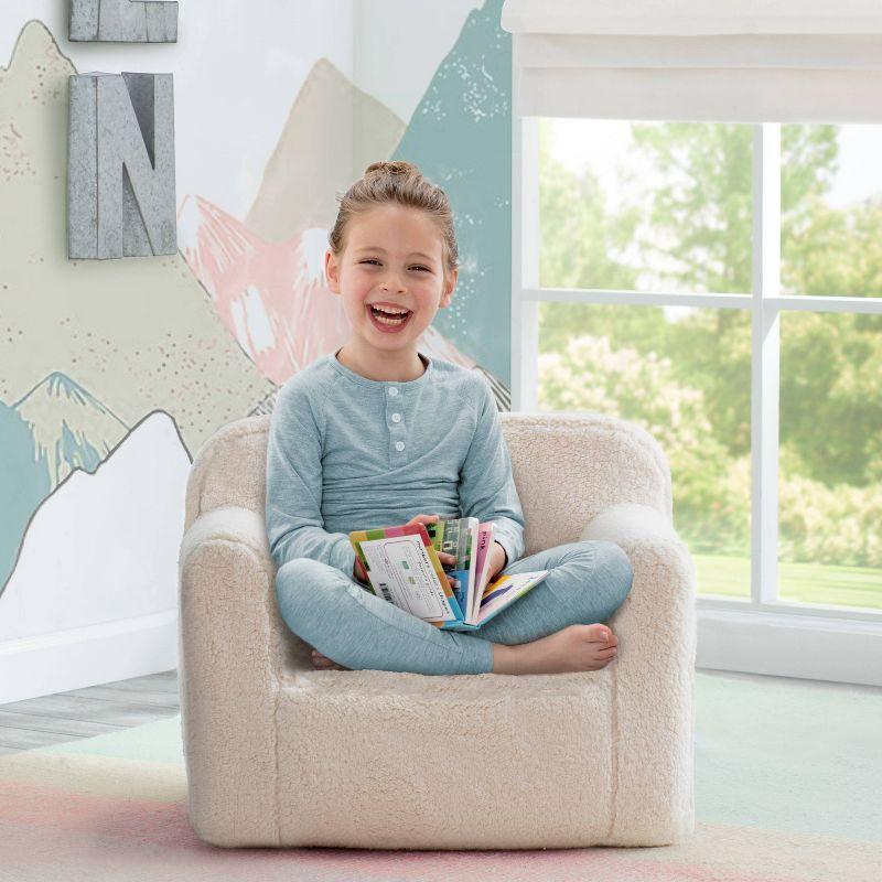 Cream Sherpa Kids' Foam Chair with Handle