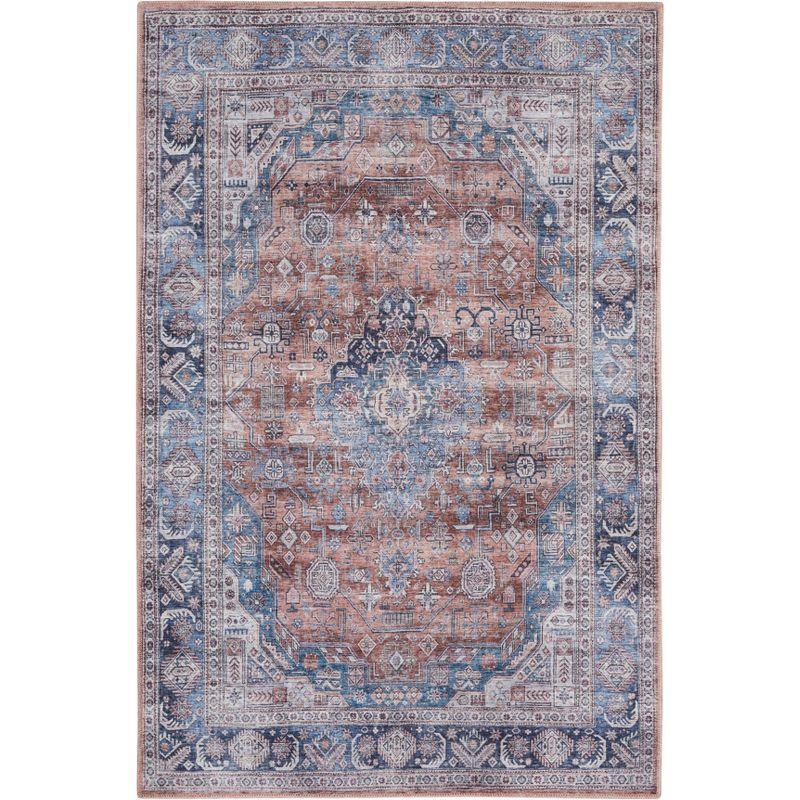 Nourison Washable Brilliance 4' x 6' Blue/Multi Vintage Indoor Rug