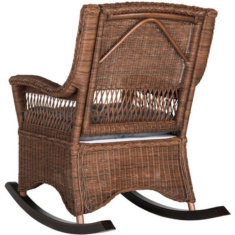 Coastal Chic Brown Rattan 28" Wooden Rocker