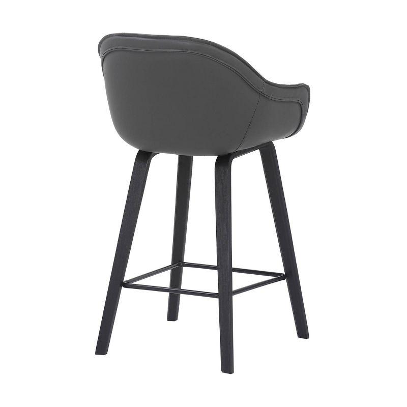 Contemporary V-Design 26" Faux Leather & Wood Counter Stool in Gray