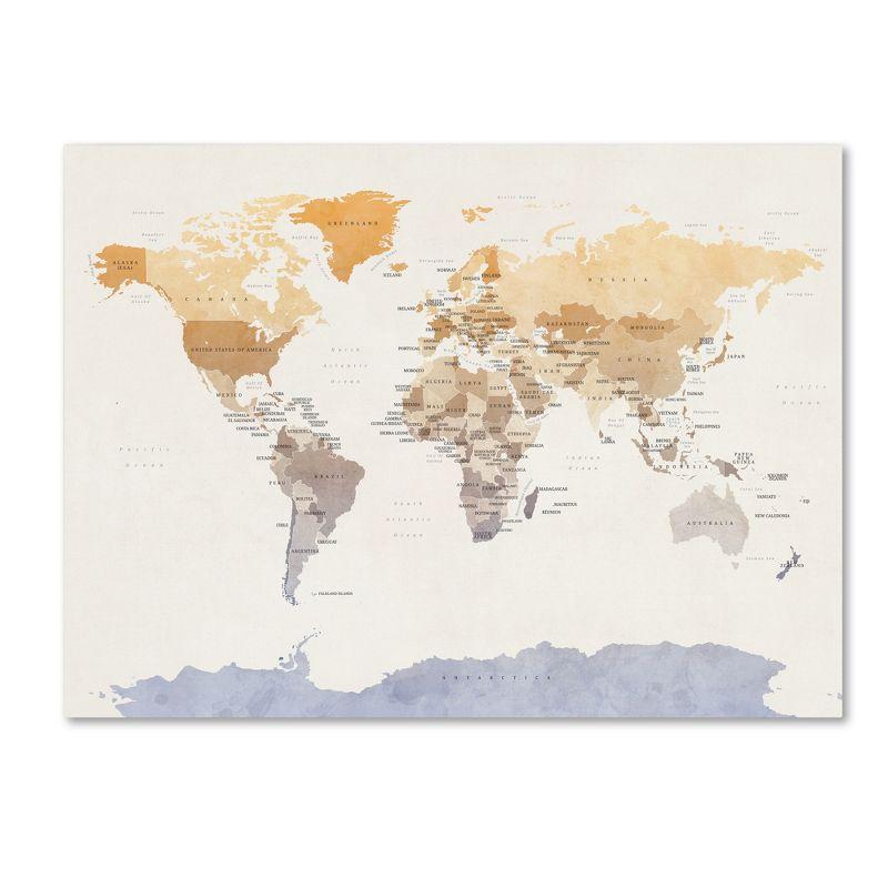 Michael Tompsett Watercolor World Map Canvas Art 24'' x 32''