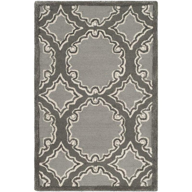 Hand-Tufted Gray Geometric Wool Area Rug, 2'6" x 4'