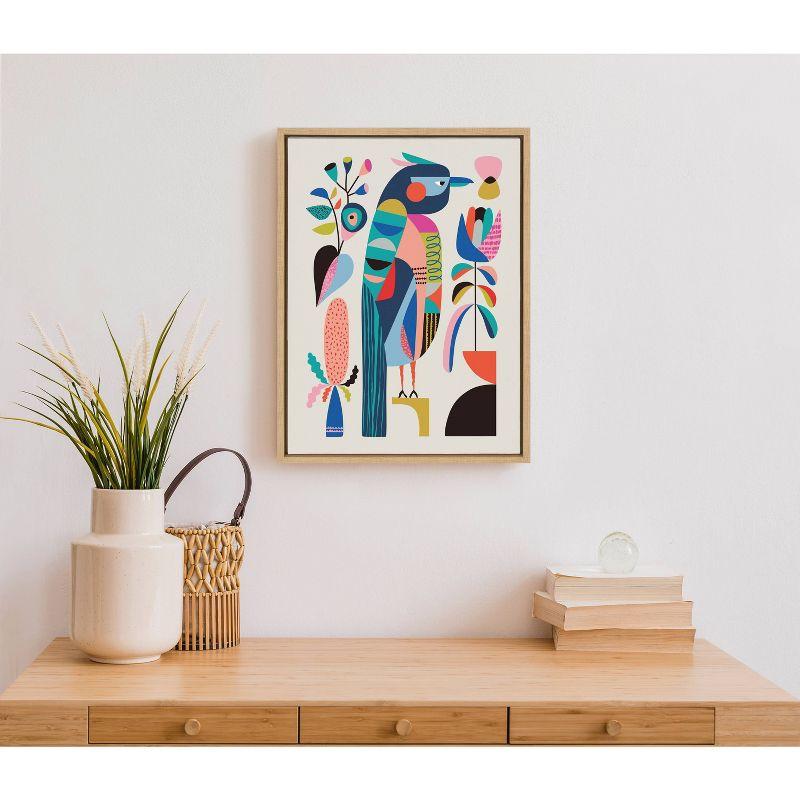 18" x 24" Sylvie Mid Century Modern Kookaburra Framed Wall Canvas by Rachel Lee Natural: Rachel Lee Art