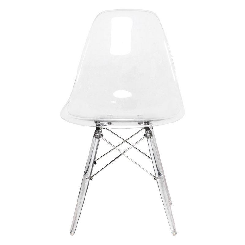 Dover High Back Cross Side Chair in Matte Clear Plastic