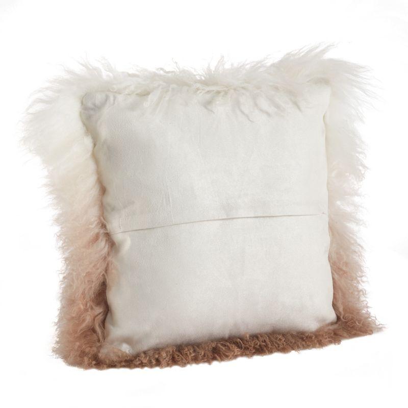 Saro Lifestyle Mongolian Collection Mongolian Lamb Fur Wool Throw Pillow, Poly Filled