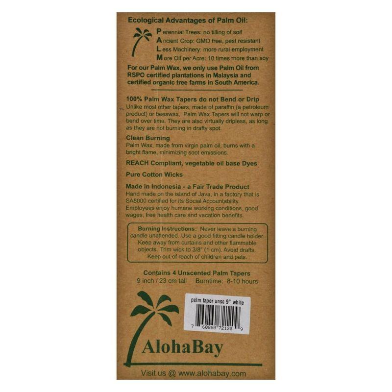 Aloha Bay White Unscented Palm Taper Candles - 4 ct