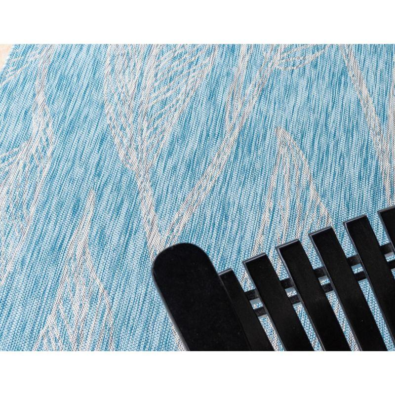 Unique Loom 7' 0 x 10' 0 Rectangle Indoor/Outdoor Botanical Light Aqua Area Rug