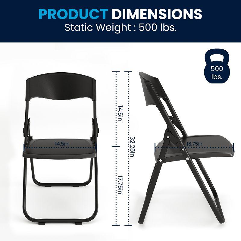 Flash Furniture 2 Pack HERCULES Series 500 lb. Capacity Heavy Duty Black Plastic Folding Chair with Built-in Ganging Brackets