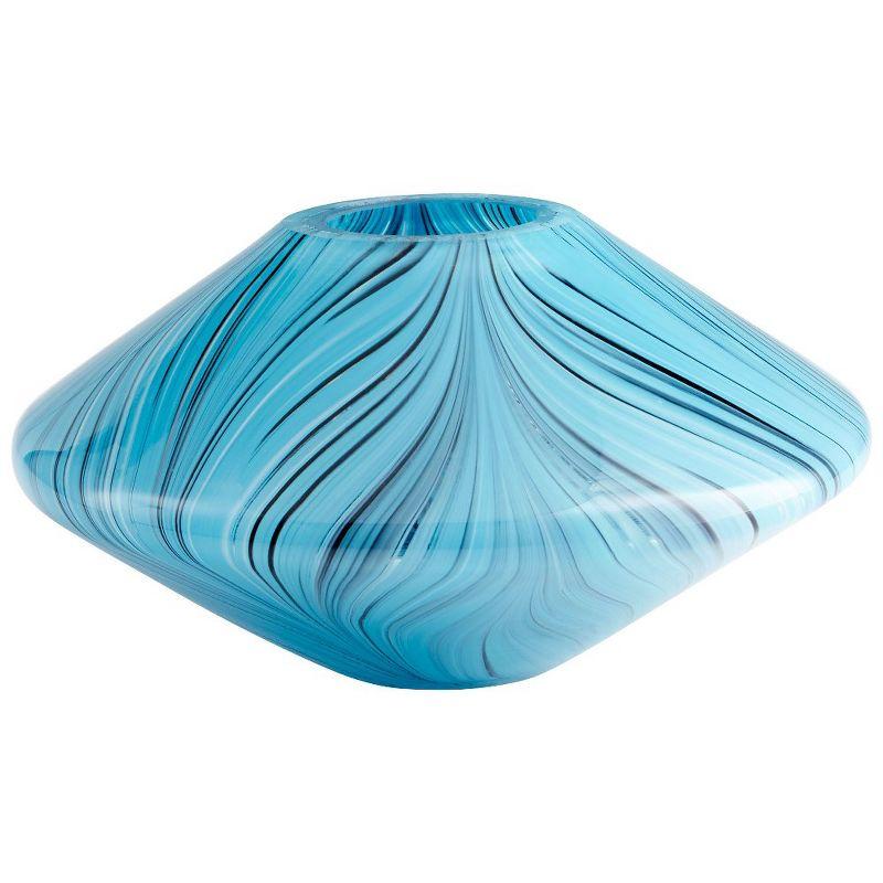 Phoebe Blue Glass Table Vase, 10 Inches Wide