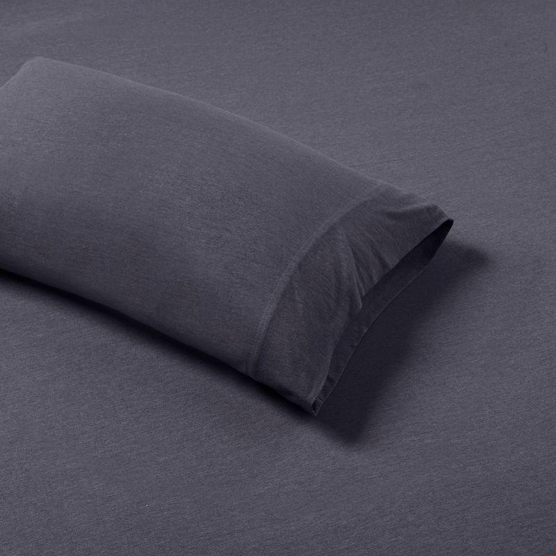 Twin Dark Grey Polyester Jersey Knit Sheet Set