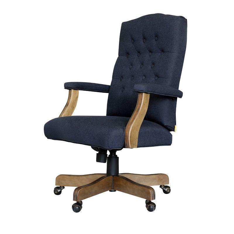 Traditional Executive Chair Navy - Boss Office Products: Commercial Grade, Driftwood Base, Brass Castors