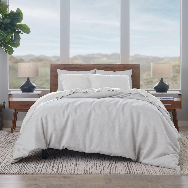 Light Grey Linen Cotton Full/Queen Duvet Cover Set