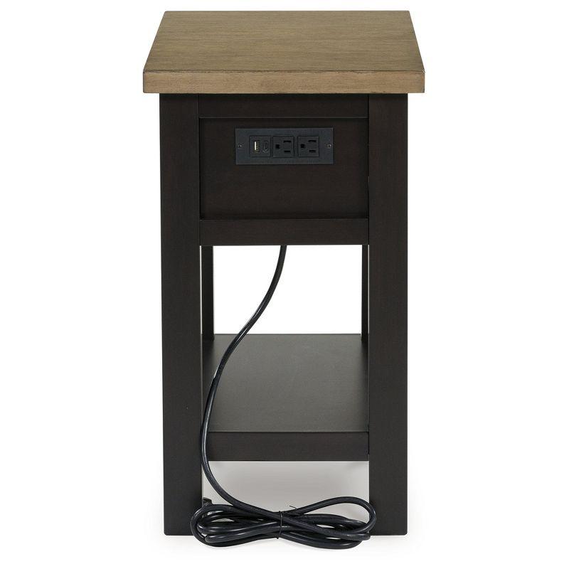 Signature Design by Ashley Drazmine 1 Drawer Chairside End Table with USB Charging, Brown